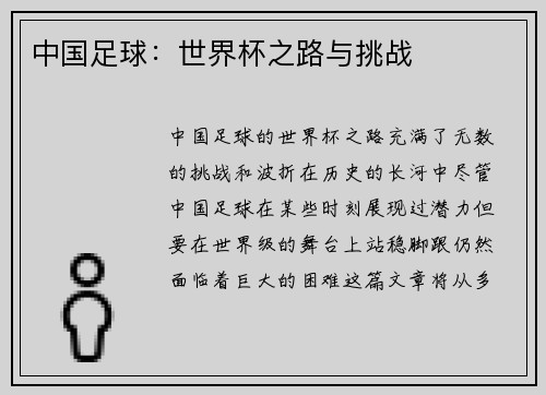中国足球:世界杯之路与挑战